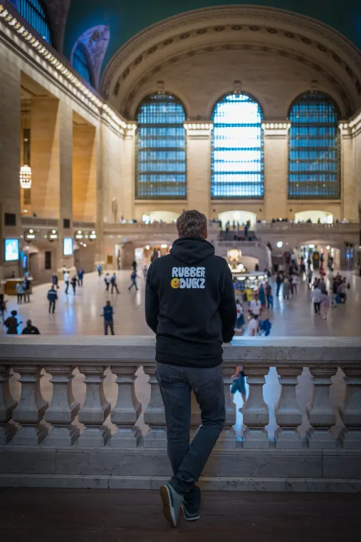 The Genesis hoodie at Grand Central, New York